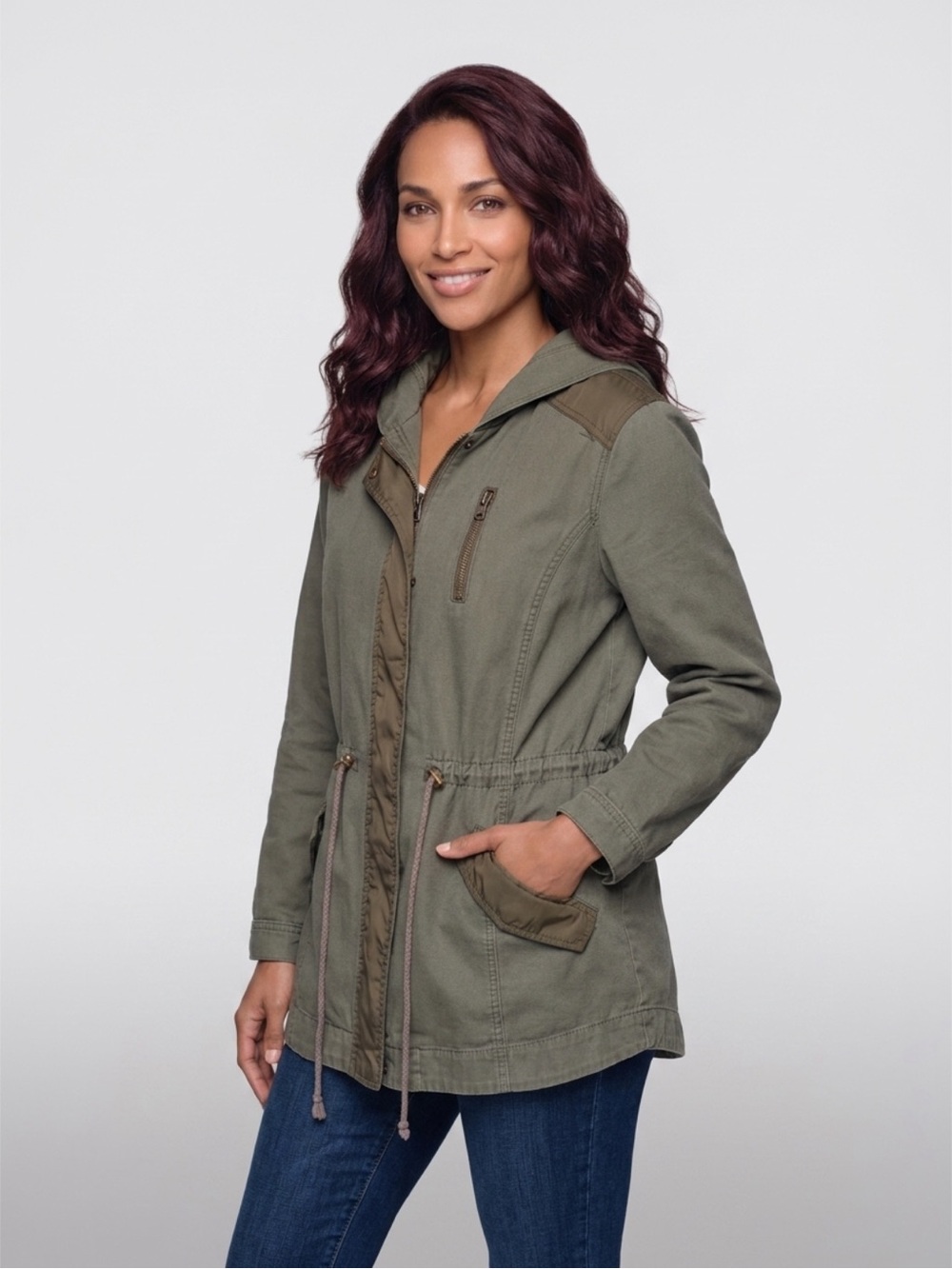 American Rag Olive Green Utility Hooded Jacket - Women